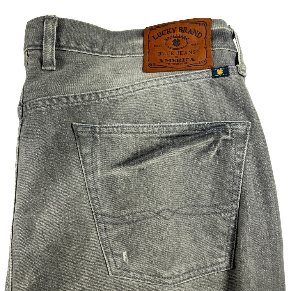 Lucky Brand 221 Original Straight Jeans Mens 38x32 Faded Gray Stretch Y2K